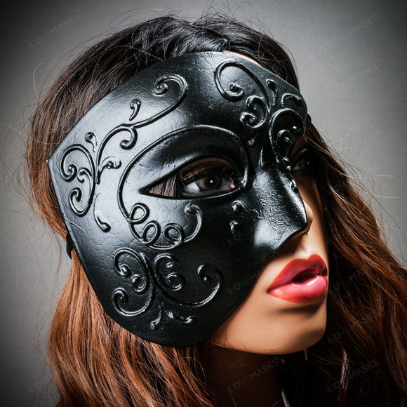 Phantom of Opera Venetian Design Masquerade Party Mask - Black - Picture 6 of 7